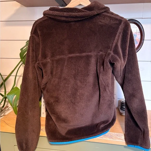 Patagonia Brown Snap-T Fleece Pullover with Blue Trim – Women’s Small - Picture 3 of 3